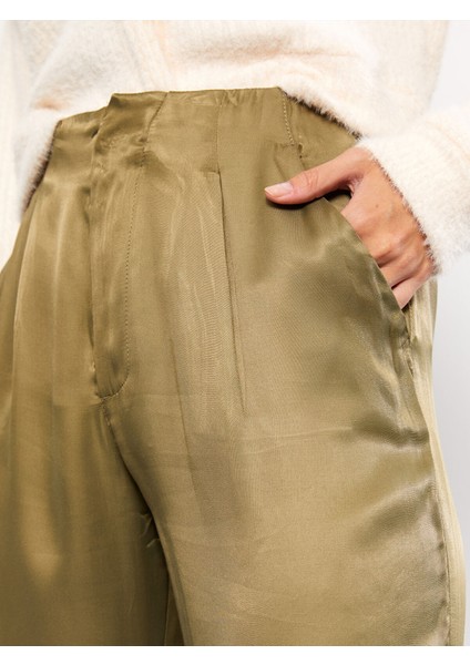 Yeni Sezon Standart Fit Düz Saten Kadın Pantolon modelleri