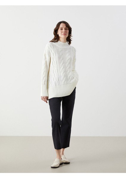 Yeni Sezon Bisiklet Yaka Kendinden Desenli Kadın Triko Kazak fiyatları