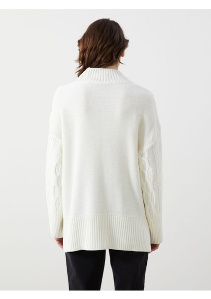 Yeni Sezon Bisiklet Yaka Kendinden Desenli Kadın Triko Kazak fırsatları