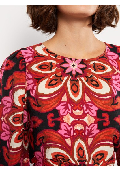 Yeni Sezon Bisiklet Yaka Desenli Uzun Kollu Crop Kadın Bluz fırsatları
