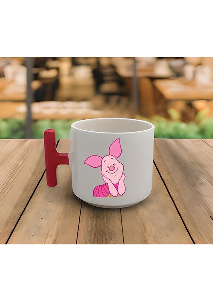 Latte & Espresso El Yapımı Piglet Baskılı T Kulp Kupa 200 ml