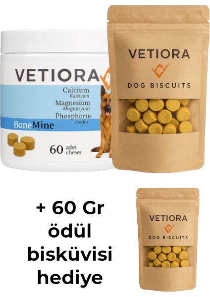 Köpeklerde Kemik Gelişimi Için Kalsiyum, Magnezyum, Çinko ve Fosfor. Ödül Formunda Lezzetli, 60 Adet, 150 gr