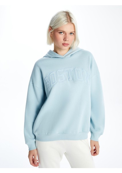 Yeni Sezon Nakışlı Oversize Kadın Kalın Hoodie