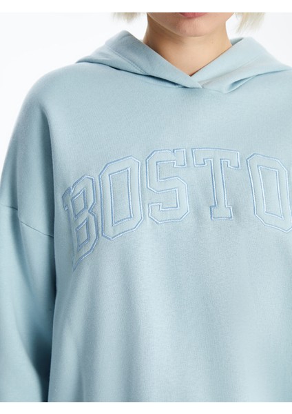 Yeni Sezon Nakışlı Oversize Kadın Kalın Hoodie modelleri