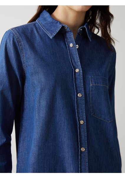 Yeni Sezon Düz Uzun Kollu Kadın Jean Gömlek modelleri