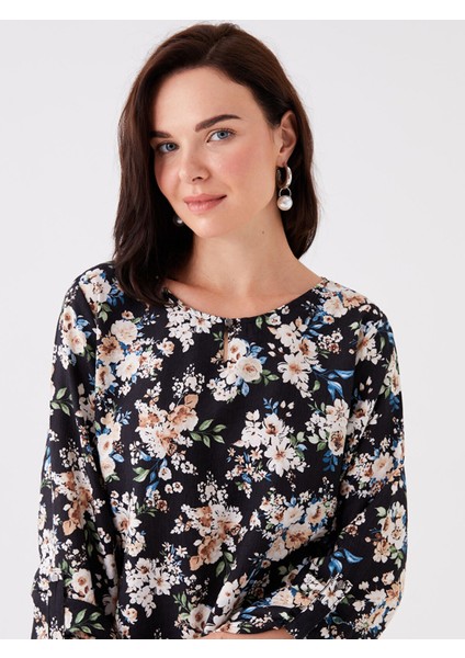Yeni Sezon Bisiklet Yaka Çiçekli Uzun Kollu Kadın Bluz modelleri