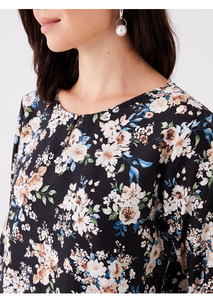 Yeni Sezon Bisiklet Yaka Çiçekli Uzun Kollu Kadın Bluz fırsatları