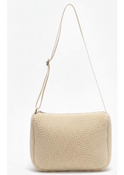 Teddy Kumaş Omuz Çantası Krem fiyatları