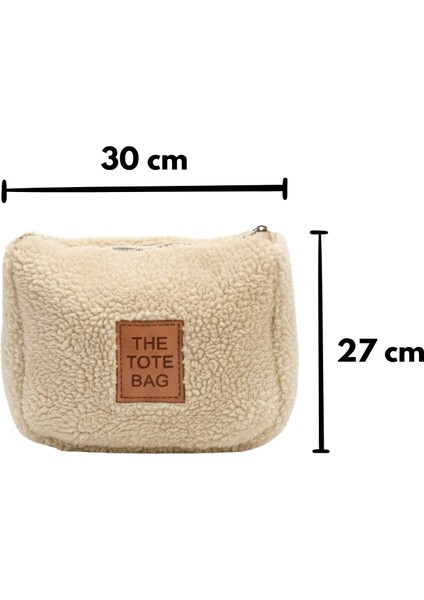 Teddy Kumaş Omuz Çantası Krem indirimleri