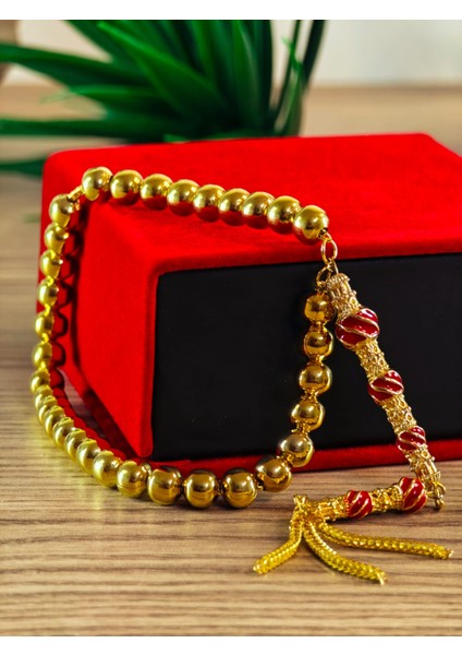 22 Ayar Altın Sarısı Kaplama Tesbih Renk Atmayan Bir Üründür Iç Materyal Çeliktir Özel Imameli fiyatları