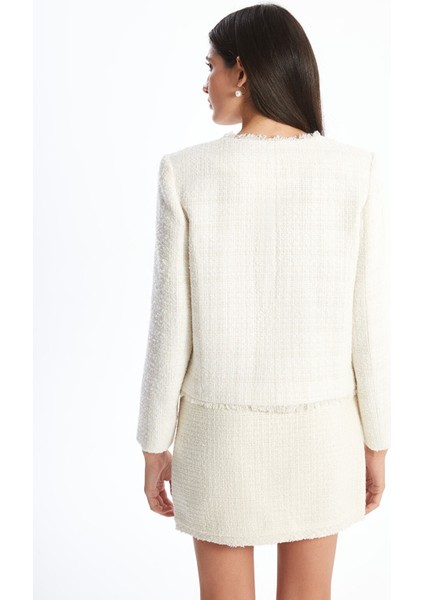 Yeni Sezon Bisiklet Yaka Dokulu Kadın Tüvit Ceket fırsatları