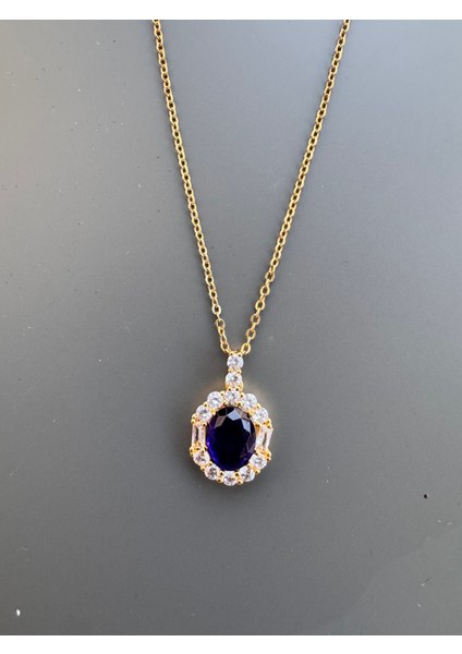 Mavi Taşlı Çelik Kolye fiyatları