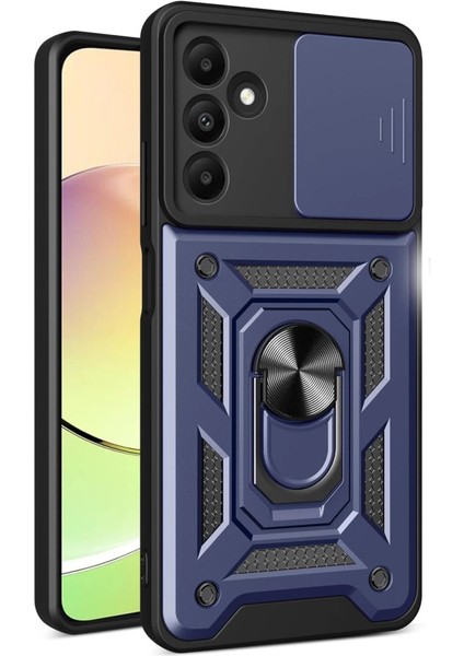 Newface M15 Kılıf Pars Lens Yüzüklü Silikon - Lacivert