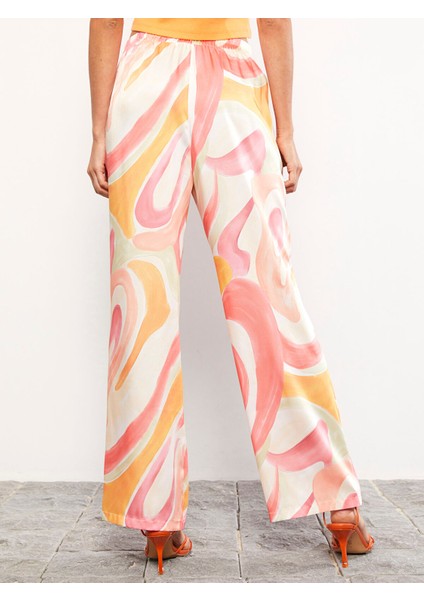 Yeni Sezon Beli Lastikli Desenli Saten Kadın Pantolon indirimleri