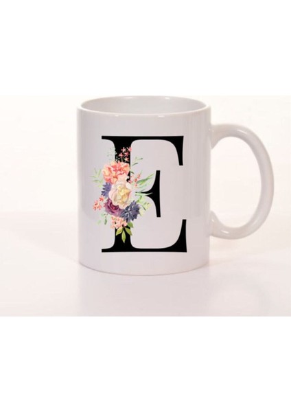 Porselen E Harfli Beyaz Kupa Bardak.