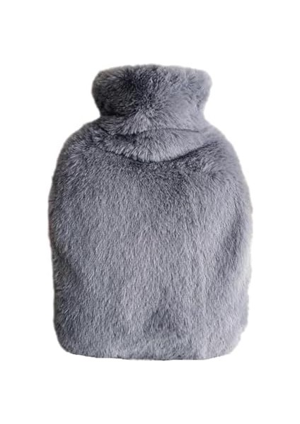 Sıcak Su Torbası Yan Cepli Gri Peluş Termofor 27X17X2CM 1 Litre