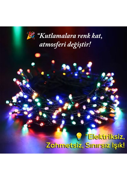 Güneş Enerjili 10M Rgb 100 LED Dizin – Bahçe Balkon Teras Dekoratif Aydınlatma