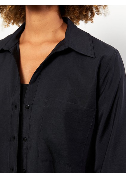 Yeni Sezon Önden Düğme Kapamalı Düz Uzun Kollu Kadın Gömlek fırsatları