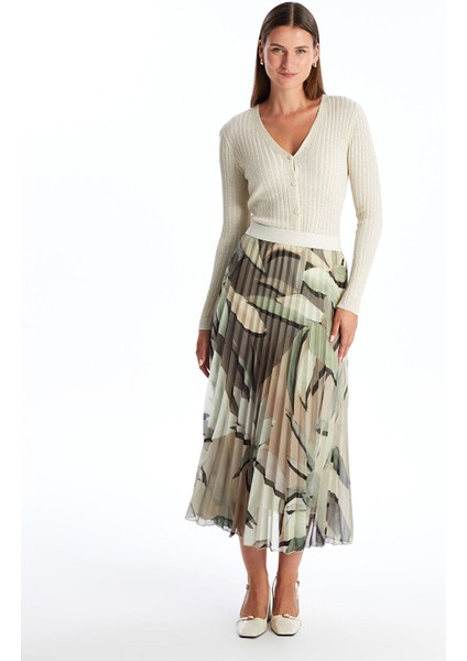 Yeni Sezon Beli Lastikli Desenli Pileli Kadın Etek fiyatları