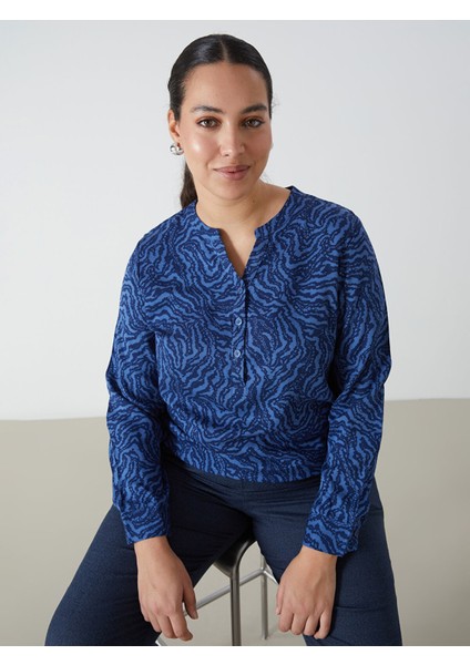 Yeni Sezon Kaçık Yaka Desenli Kadın Bluz fiyatları