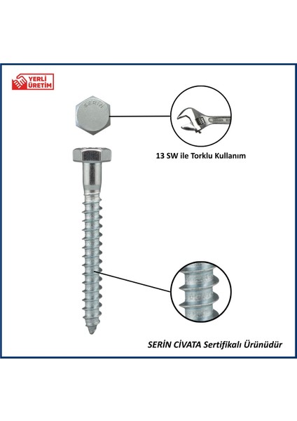 8X50 Altıköşe Trifon Vida Dın 571 modelleri