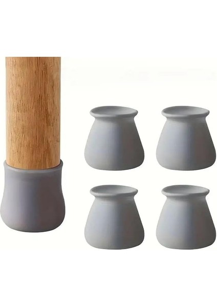 Adet Masa ve Ayak Siliikon, 12&apos;li Paket Kaydırmaz Ses Gürültü Önleyici Yemek Masası Ayağı (Gri)