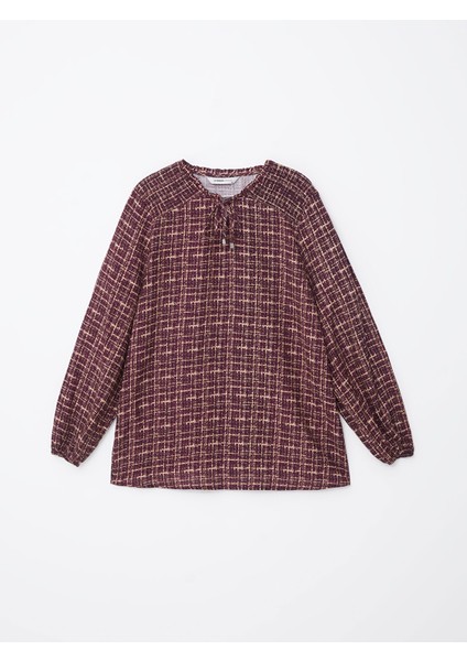 Yeni Sezon Bağlamalı Yaka Desenli Kadın Bluz indirimleri