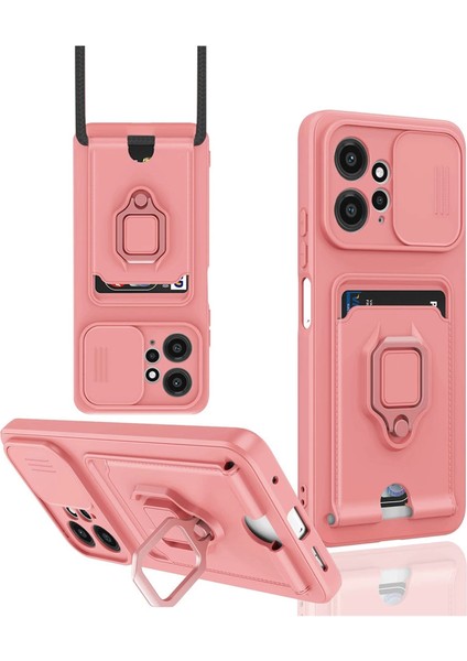 Redmi Note 12 4g Kılıf Zuma Kartvizitli Yüzüklü Silikon - Pembe