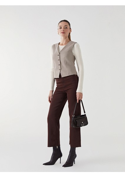 Yeni Sezon V Yaka Ekose Kadın Klasik Yelek fiyatları