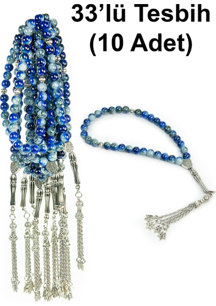 10 Adet 33LÜ Hac Umre Hediyelik Tesbih - Lacivert