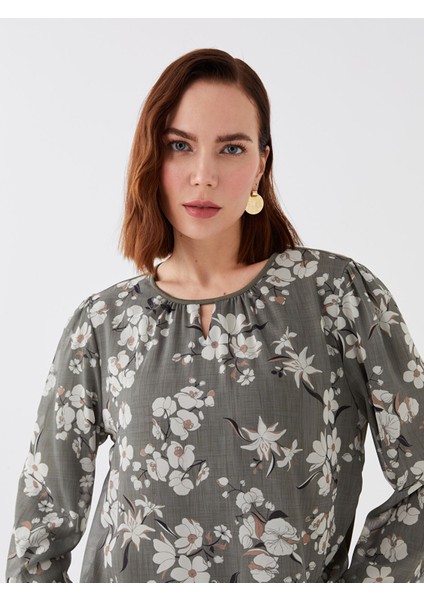 Yeni Sezon Bisiklet Yaka Çiçekli Uzun Kollu Kadın Bluz modelleri
