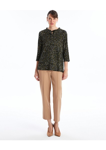 Yeni Sezon Bağlamalı Yaka Desenli Kadın Bluz fiyatları