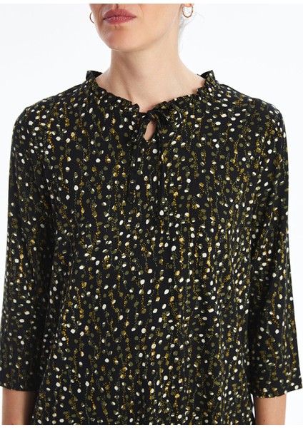 Yeni Sezon Bağlamalı Yaka Desenli Kadın Bluz modelleri