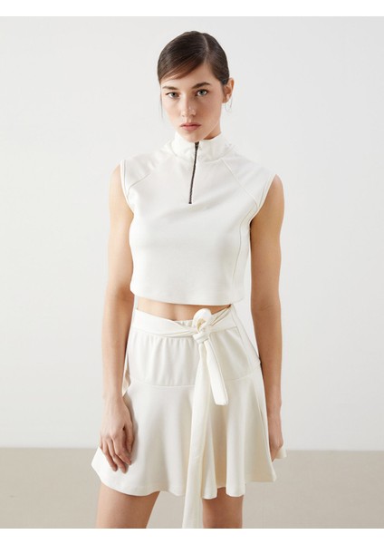 Yeni Sezon Dik Yaka Kadın Crop