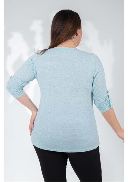 Kadın Büyük Beden Mavi Bluz modelleri