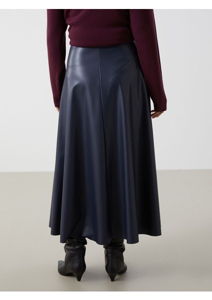 Yeni Sezon Beli Lastikli Deri Görünümlü Kadın Etek fırsatları