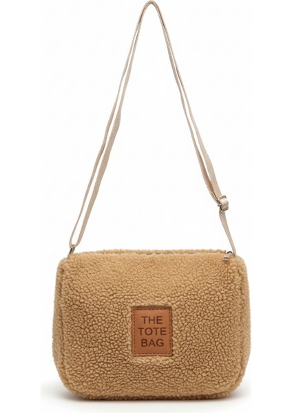 Teddy Kumaş Omuz Çantası Kahverengi