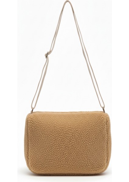 Teddy Kumaş Omuz Çantası Kahverengi modelleri