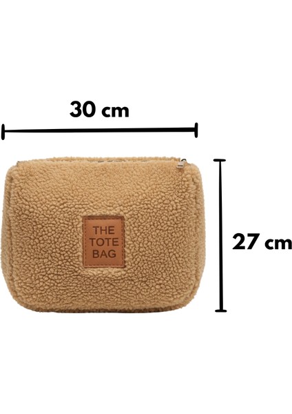 Teddy Kumaş Omuz Çantası Kahverengi