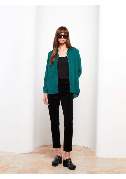 Yeni Sezon Normal Bel Dar Fit Düz Kadife Kadın Pantolon