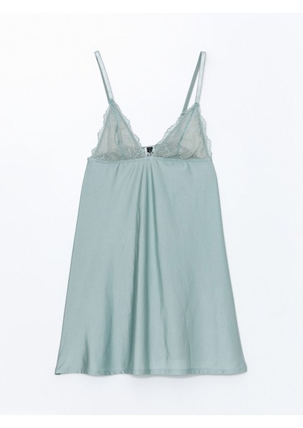 Yeni Sezon V Yaka Dantel Detaylı Saten Kadın Fantezi Gecelik