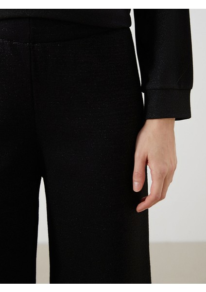 Yeni Sezon Beli Lastikli Geniş Paça Kadın Triko Pantolon modelleri