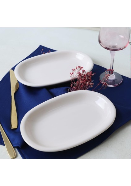 Krem Hitit Kayık Tabak 22 cm 2 Adet 030