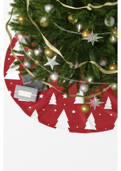 Kırmızı Beyaz Çam Ağacı Desenli Yılbaşı Çam Ağacı Örtüsü fiyatları