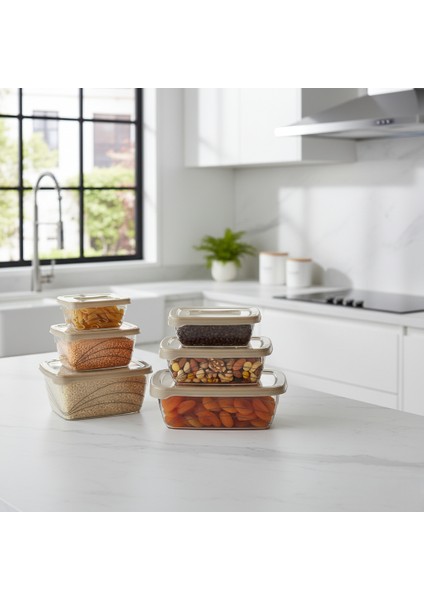 6'lı Saklama Kabı Seti Bpa Içermez Erzak Kutusu Premium Kapak Hava Almaz Kapak - Toplamda 4,9 Litre fiyatları