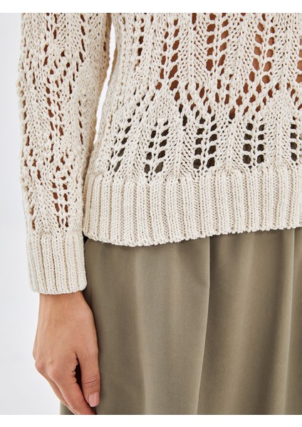 Yeni Sezon Dik Yaka Ajurlu Kadın Triko Kazak modelleri