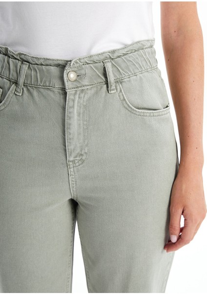 Yeni Sezon Beli Lastikli Slouchy Fit Kadın Jean Pantolon modelleri