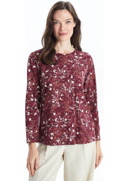 Yeni Sezon Bisiklet Yaka Desenli Kadın Bluz