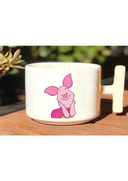 Pooh & Piglet Baskılı Sevgili Çift Çift 2'li Beyaz T Kulp Kupa Bardak modelleri