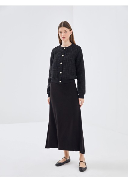 Yeni Sezon Beli Lastikli Dar Fit Kadın Triko Etek